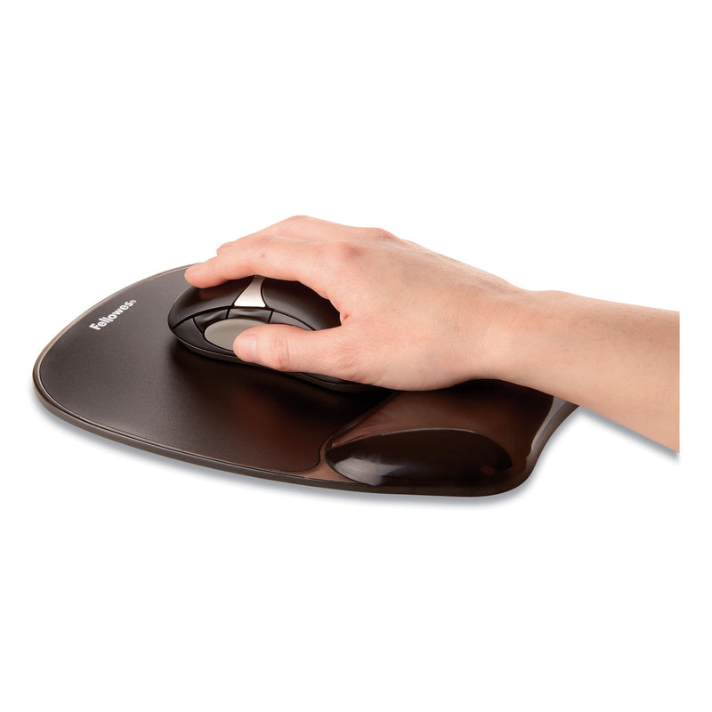 Fellowes Gel Crystals Mouse Pad with Wrist Rest, 7.87 x 9.18, Black