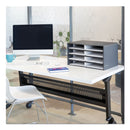 Bankers Box Decorative Sorter, 8 Letter Compartments, 19.5 x 12.38 x 10.25, Black/Gray Pinstripe