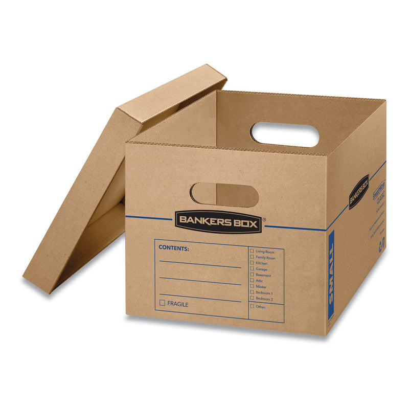Bankers Box SmoothMove Classic Moving/Storage Boxes, Half Slotted Container (HSC), Small, 12" x 15" x 10", Brown/Blue, 15/Carton