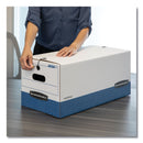 Bankers Box STOR/FILE Medium-Duty Strength Storage Boxes, Legal Files, 15.25" x 19.75" x 10.75", White/Blue, 4/Carton