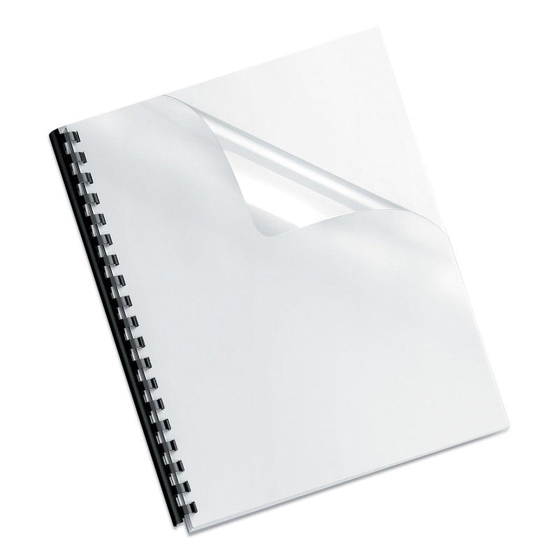Fellowes Crystals Transparent Presentation Covers for Binding Systems, Clear, with Round Corners, 11.25 x 8.75, Unpunched, 100/Pack