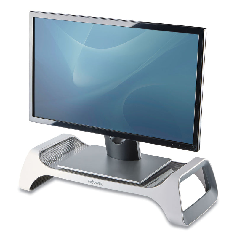 Fellowes I-Spire Series Monitor Lift, 20" x 8.88" x 4.88", White/Gray, Supports 25 lbs