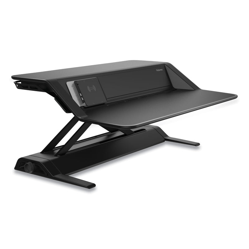 Fellowes Lotus DX Sit-Stand Workstation, 32.75" x 24.25" x 5.5" to 22.5", Black