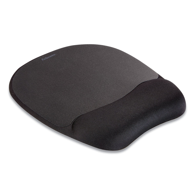 Fellowes Memory Foam Mouse Pad with Wrist Rest, 7.93 x 9.25, Black
