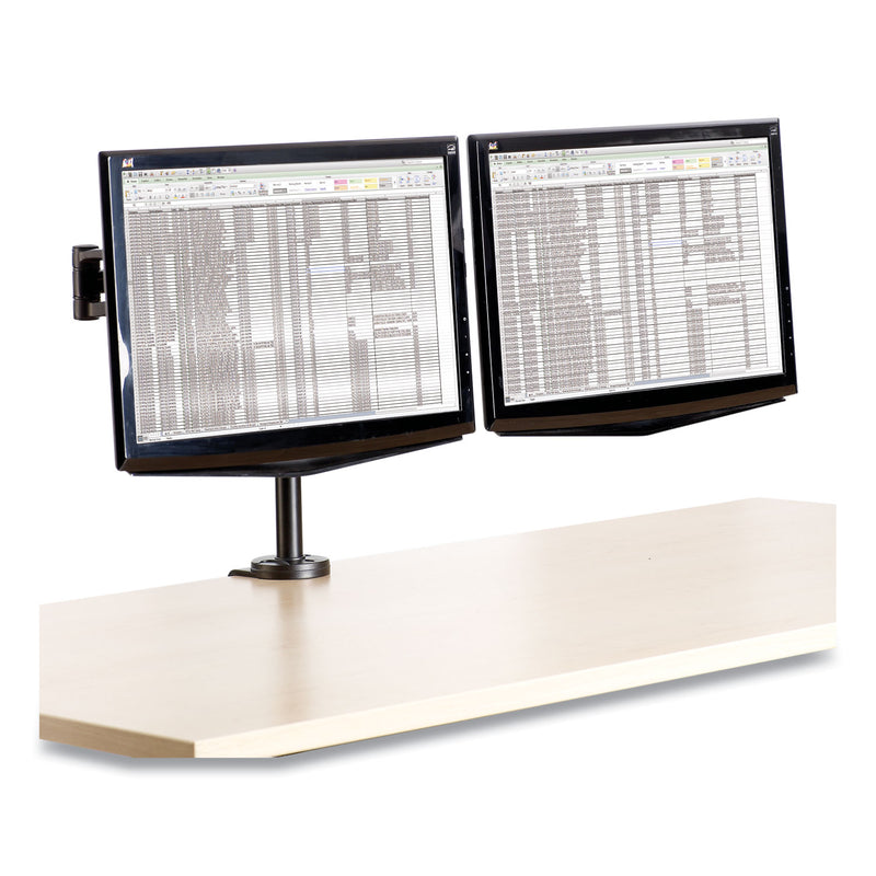 Fellowes Professional Series Depth Adjustable Dual Monitor Arm, 360 deg Rotation, 37 deg Tilt, 360 deg Pan, Black, Supports 24 lb