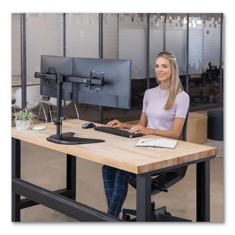 Fellowes Professional Series Freestanding Dual Horizontal Monitor Arm, For 30" Monitors, 35.75" x 11" x 18.25", Black, Supports 17 lb