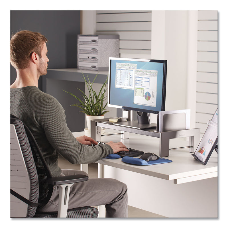 Fellowes Professional Series Flat Panel Workstation, 25.88" x 11.5" x 2.5" to 4.5", Black/Silver, Supports 40 lbs