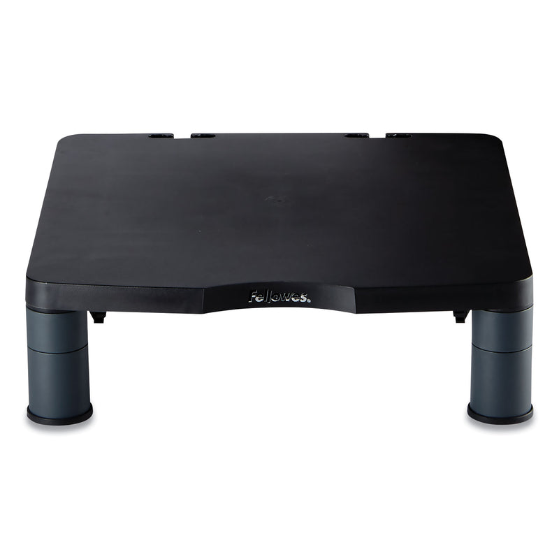 Fellowes Standard Monitor Riser, 13.38" x 13.63" x 2" to 4", Graphite, Supports 60 lbs