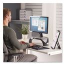 Fellowes Smart Suites Corner Monitor Riser, For 21" Monitors, 18.5" x 12.5" x 3.88" to 5.13", Black/Clear Frost, Supports 40 lbs