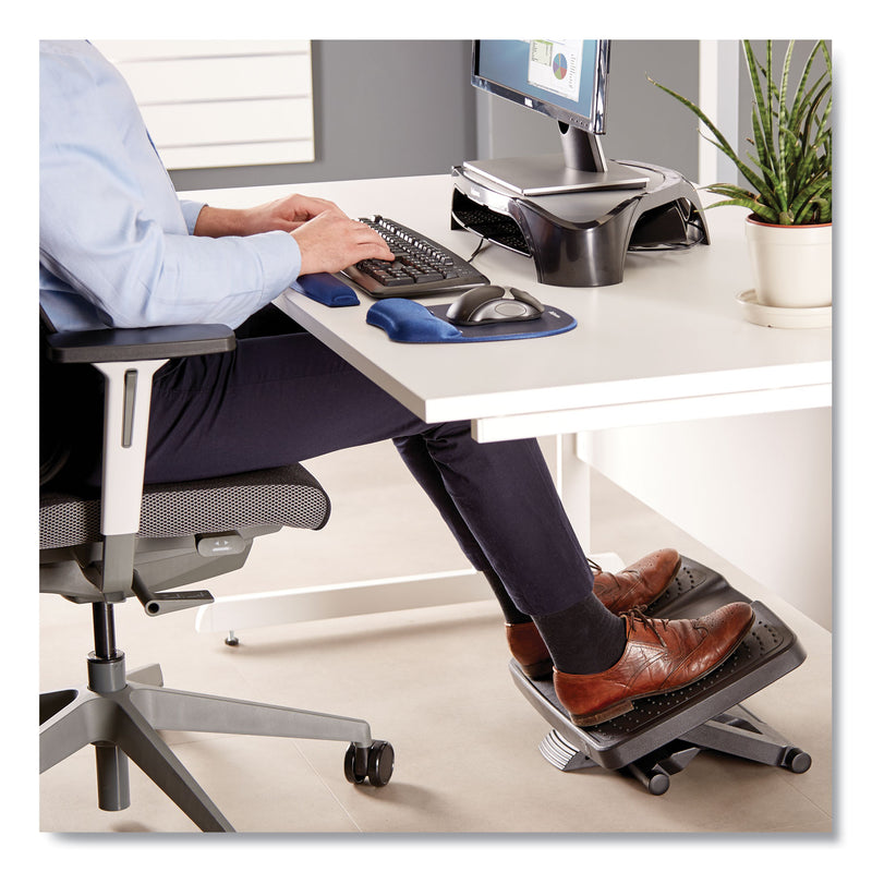 Fellowes Ultimate Foot Support, HPS, 17.75w x 13.25d x 4 to 6.5h, Black/Gray