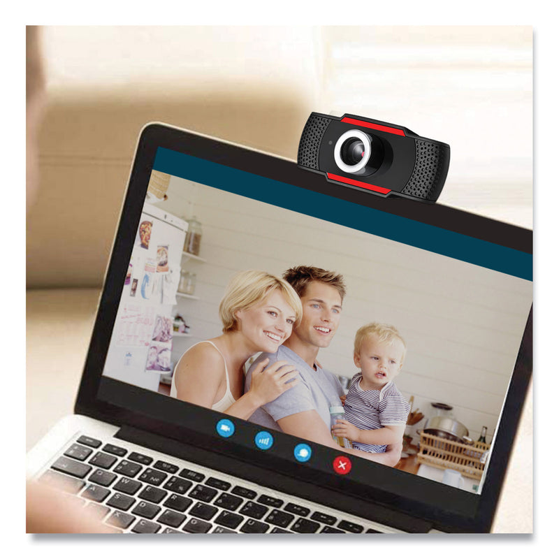 Adesso CyberTrack H3 720P HD USB Webcam with Microphone, 1280 pixels x 720 pixels, 1.3 Mpixels, Black
