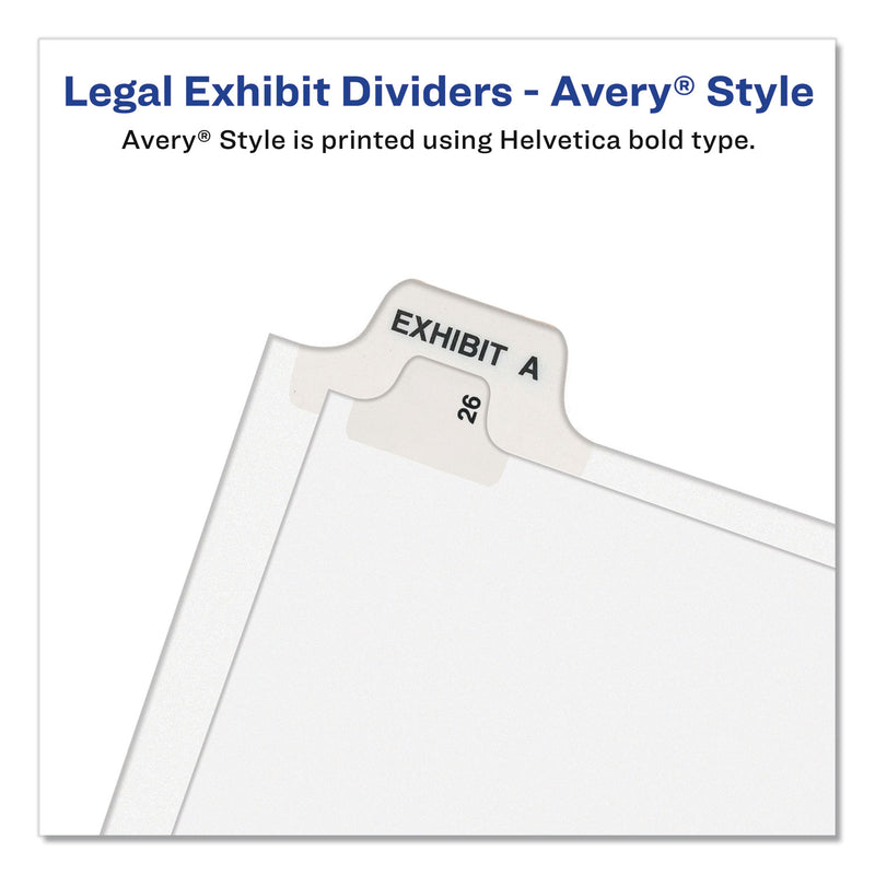 Avery Preprinted Legal Exhibit Bottom Tab Index Dividers, Avery Style, 27-Tab, Exhibit A to Exhibit Z, 11 x 8.5, White, 1 Set