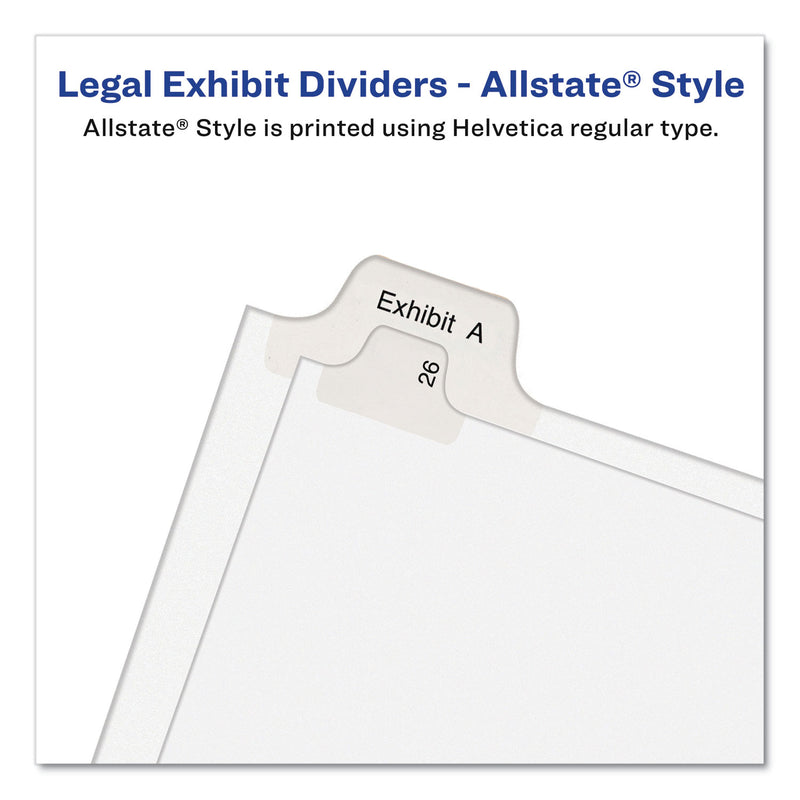 Avery Preprinted Legal Exhibit Side Tab Index Dividers, Allstate Style, 26-Tab, W, 11 x 8.5, White, 25/Pack