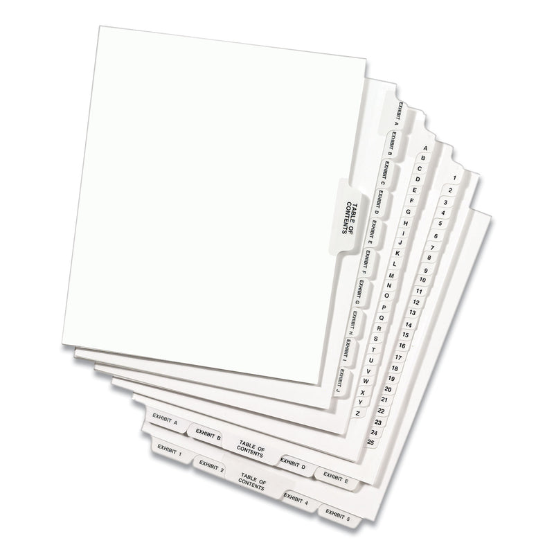 Avery Preprinted Legal Exhibit Bottom Tab Index Dividers, Avery Style, 27-Tab, Exhibit A to Exhibit Z, 11 x 8.5, White, 1 Set