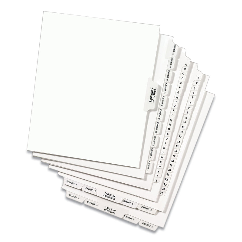 Avery Preprinted Legal Exhibit Bottom Tab Index Dividers, Avery Style, 26-Tab, Exhibit 1 to Exhibit 25, 11 x 8.5, White, 1 Set