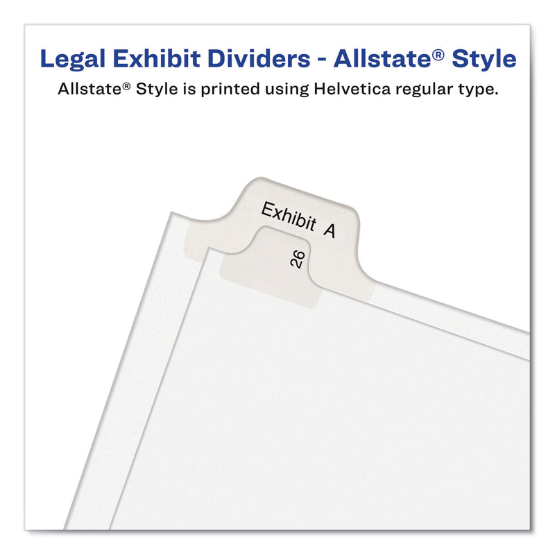 Avery Preprinted Legal Exhibit Side Tab Index Dividers, Allstate Style, 10-Tab, 4, 11 x 8.5, White, 25/Pack
