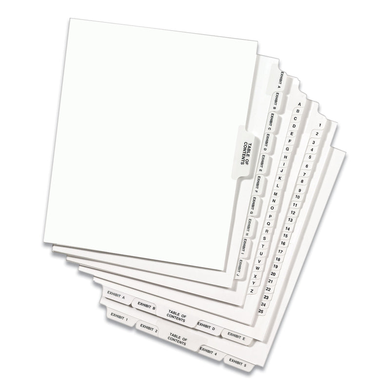 Avery Preprinted Legal Exhibit Side Tab Index Dividers, Avery Style, 10-Tab, 8, 11 x 8.5, White, 25/Pack