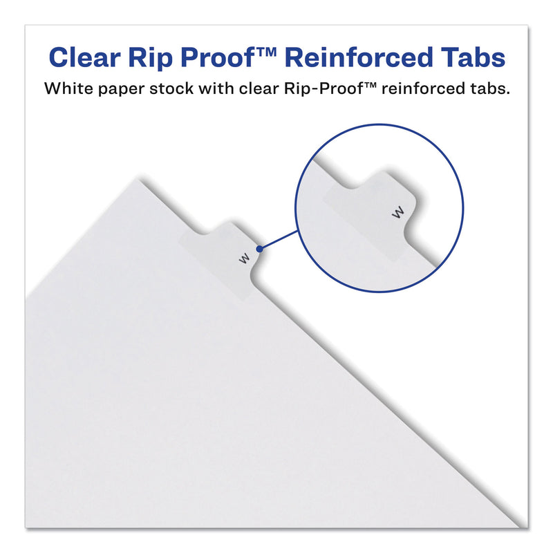 Avery Preprinted Legal Exhibit Side Tab Index Dividers, Allstate Style, 26-Tab, W, 11 x 8.5, White, 25/Pack