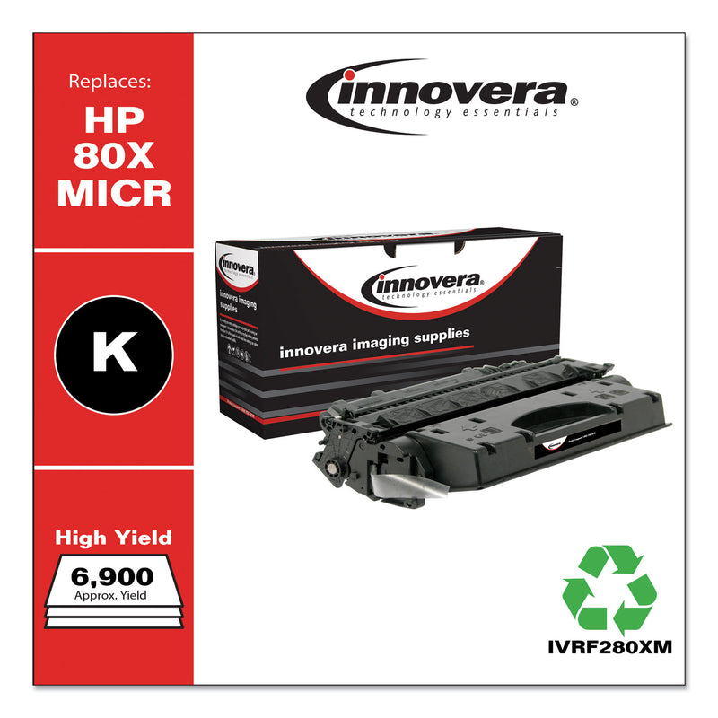 Innovera Remanufactured Black High-Yield MICR Toner, Replacement for 80XM (CF280XM), 6,900 Page-Yield