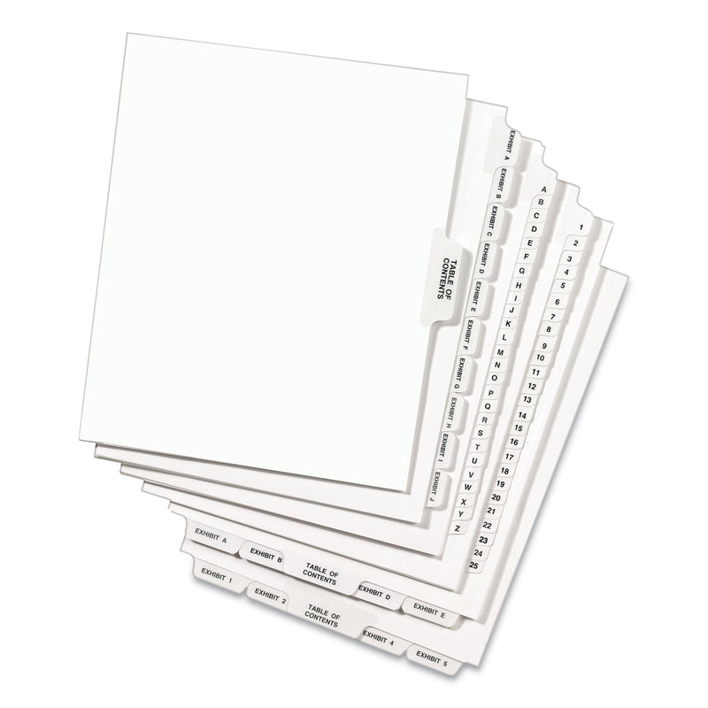 Avery Preprinted Legal Exhibit Side Tab Index Dividers, Avery Style, 10-Tab, 10, 11 x 8.5, White, 25/Pack
