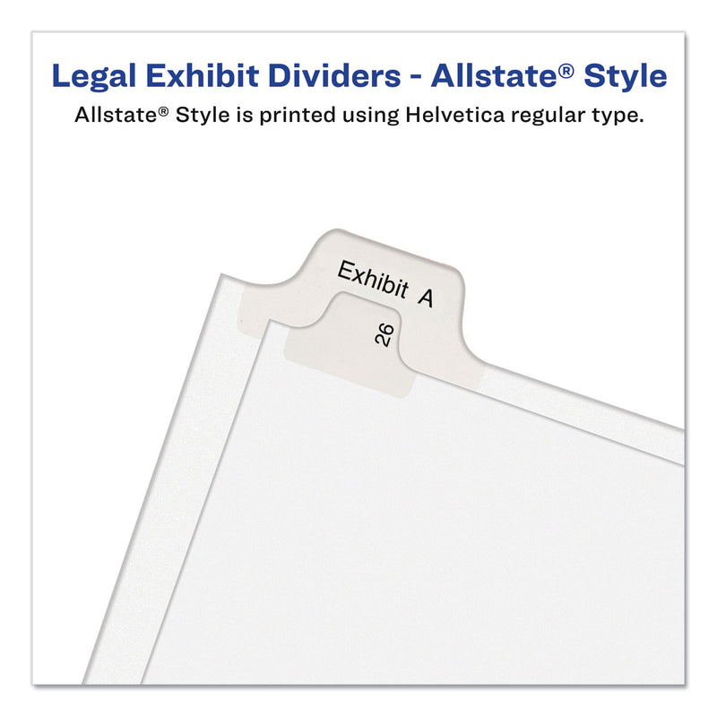 Avery Preprinted Legal Exhibit Side Tab Index Dividers, Allstate Style, 25-Tab, Exhibit 1 to Exhibit 25, 11 x 8.5, White, 1 Set