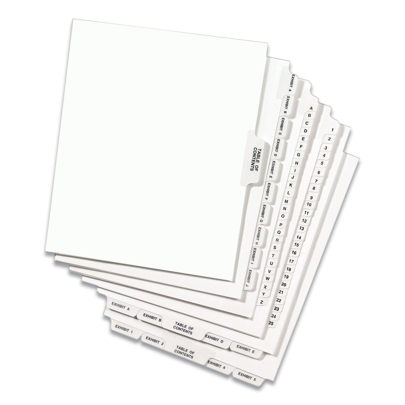 Avery Preprinted Legal Exhibit Side Tab Index Dividers, Avery Style, 26-Tab, A, 11 x 8.5, White, 25/Pack, (1401)