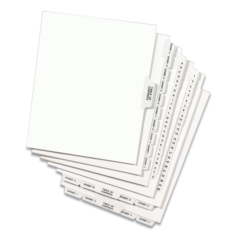 Avery Preprinted Legal Exhibit Side Tab Index Dividers, Avery Style, 10-Tab, 4, 11 x 8.5, White, 25/Pack