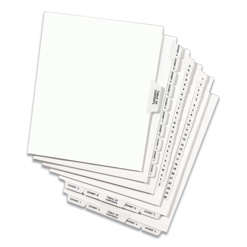 Avery Preprinted Legal Exhibit Side Tab Index Dividers, Avery Style, 26-Tab, B, 11 x 8.5, White, 25/Pack, (1402)