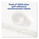 Avery Dispenser Pack Hole Reinforcements, 0.25" Dia, Clear, 1,000/Pack, (5722)