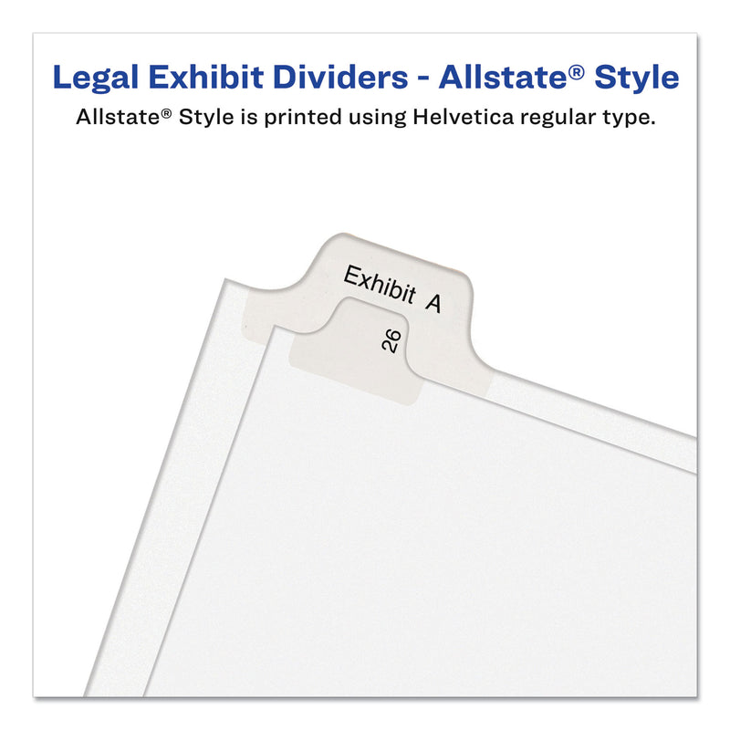 Avery Preprinted Legal Exhibit Side Tab Index Dividers, Allstate Style, 10-Tab, 26, 11 x 8.5, White, 25/Pack
