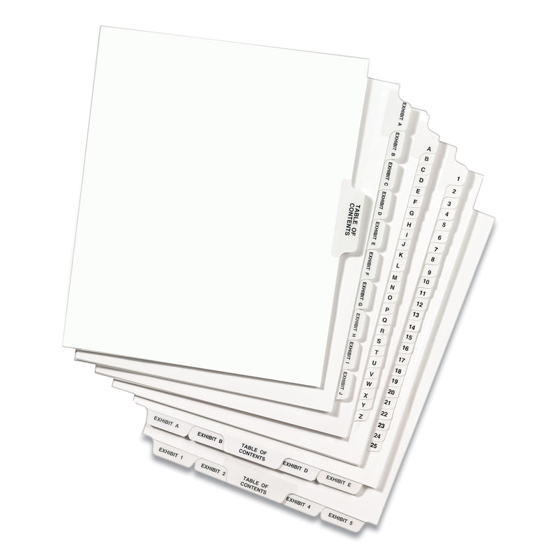 Avery Preprinted Legal Exhibit Side Tab Index Dividers, Avery Style, 27-Tab, A to Z, 11 x 8.5, White, 1 Set