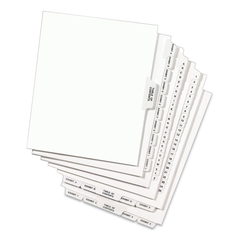 Avery Preprinted Legal Exhibit Side Tab Index Dividers, Avery Style, 10-Tab, 7, 11 x 8.5, White, 25/Pack