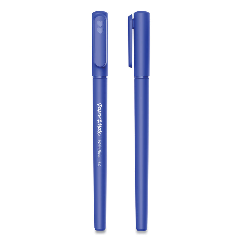 Paper Mate Write Bros. Ballpoint Pen, Stick, Medium 1 mm, Blue Ink, Blue Barrel, Dozen