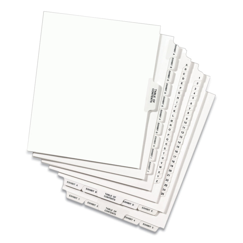 Avery Preprinted Legal Exhibit Side Tab Index Dividers, Avery Style, 25-Tab, 51 to 75, 11 x 8.5, White, 1 Set, (1332)