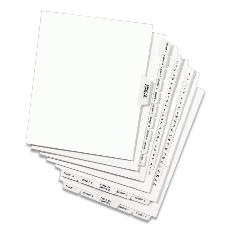 Avery Preprinted Legal Exhibit Side Tab Index Dividers, Avery Style, 25-Tab, 101 to 125, 11 x 8.5, White, 1 Set, (1334)