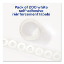 Avery Dispenser Pack Hole Reinforcements, 0.25" Dia, White, 200/Pack, (5729)