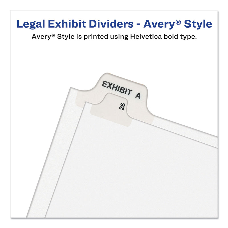 Avery Preprinted Legal Exhibit Bottom Tab Index Dividers, Avery Style, 26-Tab, Exhibit 1 to Exhibit 25, 11 x 8.5, White, 1 Set
