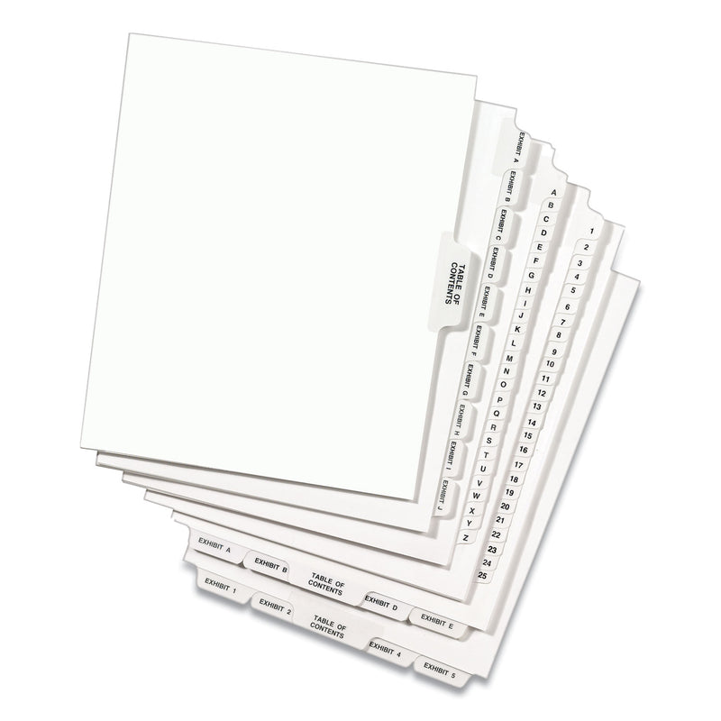 Avery Preprinted Legal Exhibit Side Tab Index Dividers, Avery Style, 26-Tab, A to Z, 11 x 8.5, White, 1 Set, (1400)
