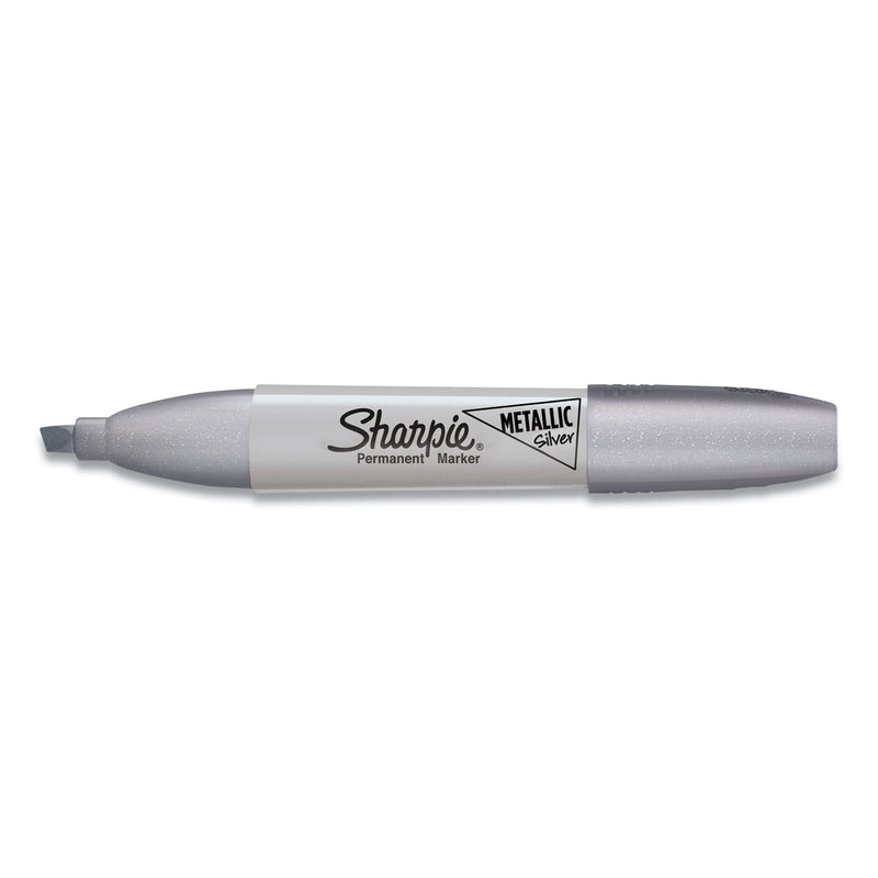 Sharpie Metallic Chisel Tip Permanent Marker, Medium Chisel Tip, Silver, Dozen