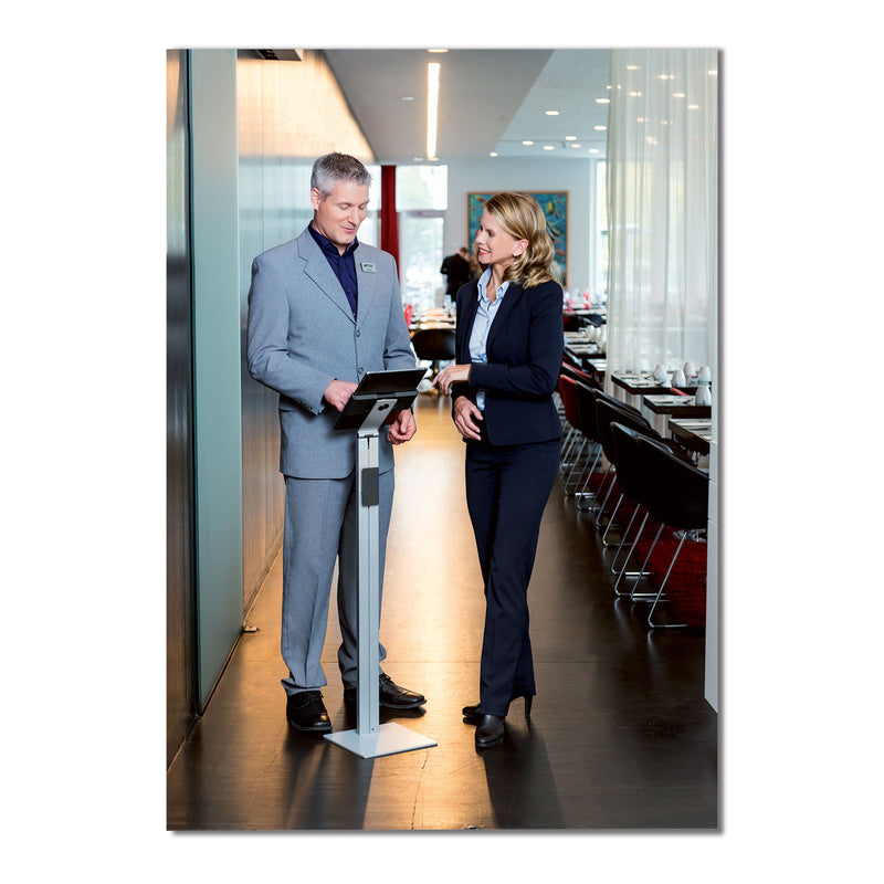 Durable Floor Stand Tablet Holder, Silver/Charcoal Gray