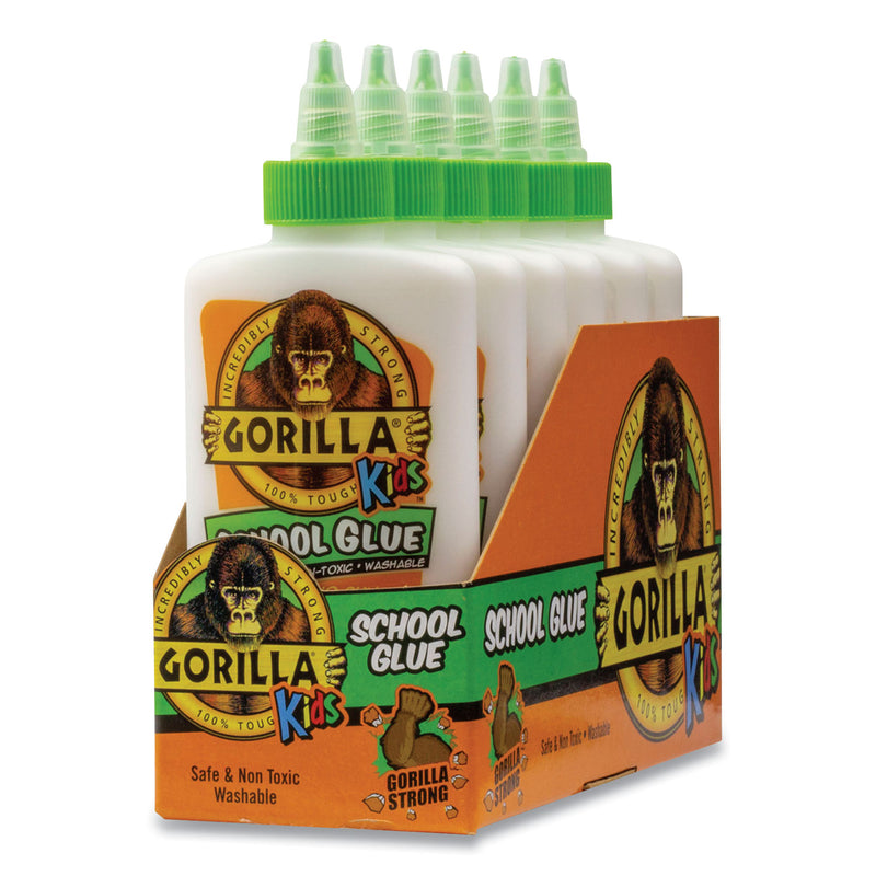 Gorilla School Glue Liquid, 4 oz, Dries Clear, 6/Pack