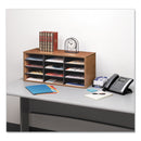 Fellowes Particle Board Desktop Sorter, 12 Compartments, 29 x 11.88 x 12.94, Medium Oak
