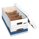 Bankers Box STOR/FILE Medium-Duty Storage Boxes with Dividers, Letter Files, 12.88" x 25.38" x 10.25", White/Blue, 12/Carton