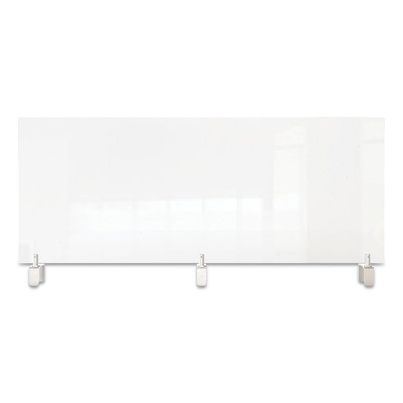 Ghent Clear Partition Extender with Attached Clamp, 48 x 3.88 x 18, Thermoplastic Sheeting