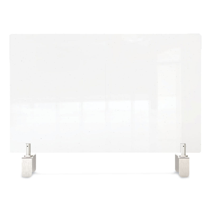 Ghent Clear Partition Extender with Attached Clamp, 36 x 3.88 x 30, Thermoplastic Sheeting