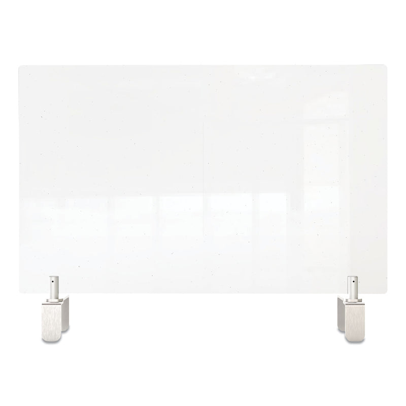 Ghent Clear Partition Extender with Attached Clamp, 42 x 3.88 x 30, Thermoplastic Sheeting