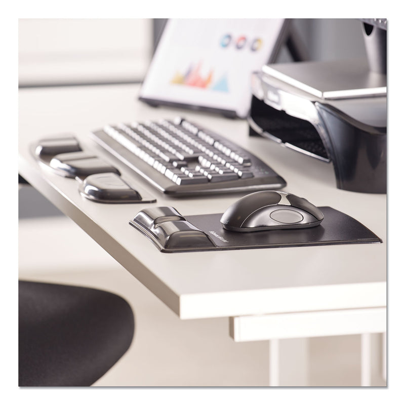 Fellowes Gel Wrist Support with Attached Mouse Pad, 8.25 x 9.87, Black