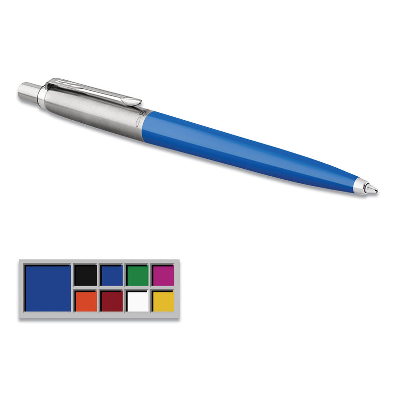 Parker Jotter Ballpoint Pen, Retractable, Medium 0.7 mm, Blue Ink, Blue Barrel