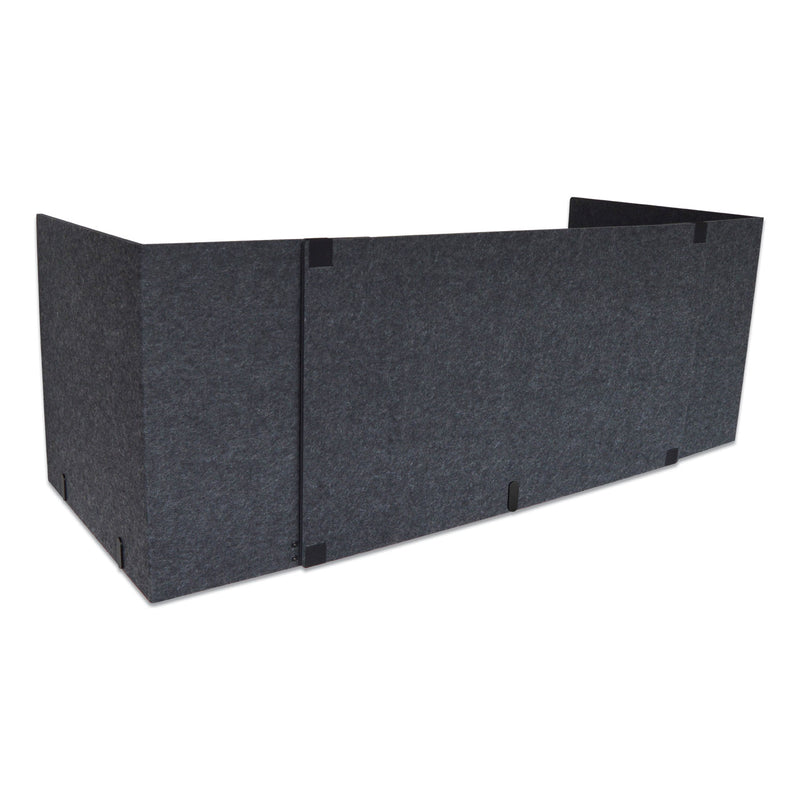 Lumeah Adjustable Desk Screen with Returns, 48 to 78 x 29 x 26.5, Polyester, Ash