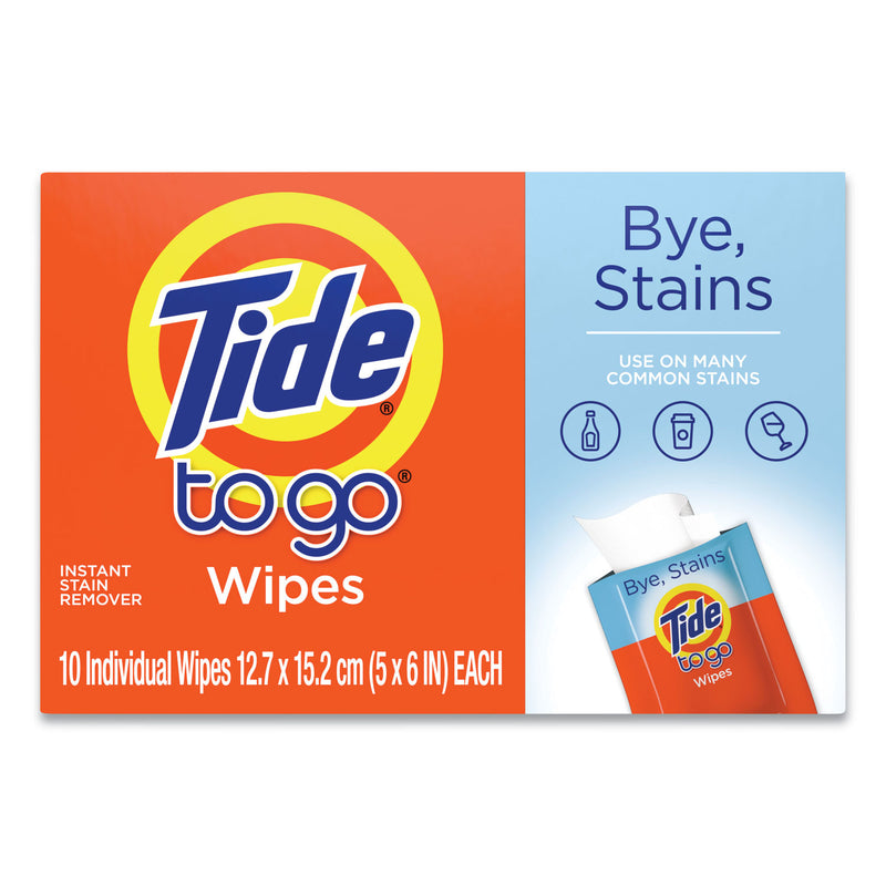 Tide To Go Instant Stain Remover Wipes, 6 x 5, Scented, 10/Box